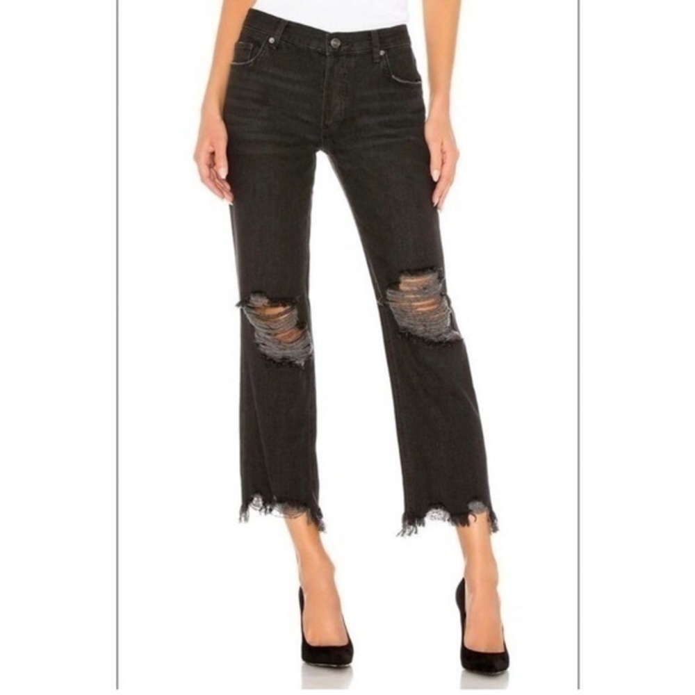 FP We the Free Maggie Button Fly Distressed Straight Leg Jeans Women’s size 25 0